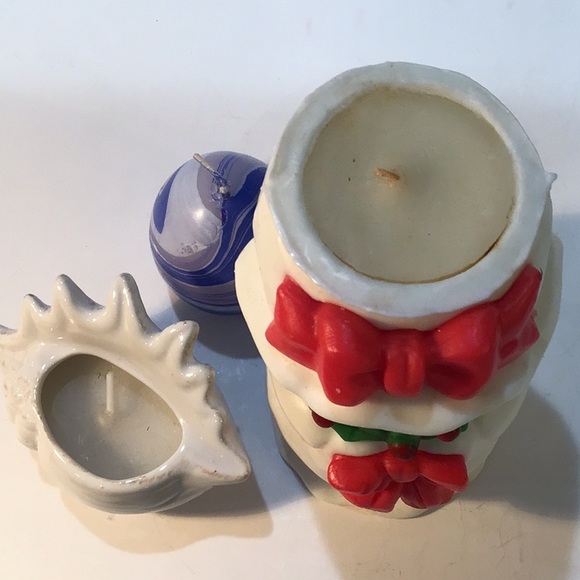 3 fancy candles:  Avon Mrs Snowlight, a ceramic shell & swirled egg NIB - Picture 3 of 6